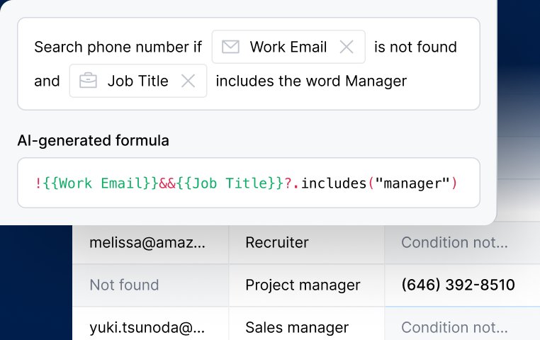 Clay AI-generated formula for enrichment workflows with spreadsheet-like data table